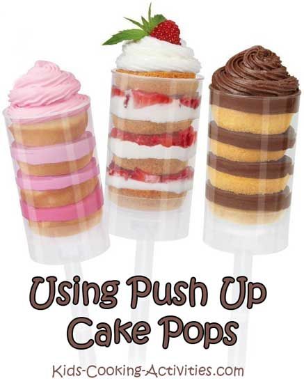 Push Pops Recipes, Push Pop Desserts, How To Make Cupcake, Push Cake, Cake Decorating For Kids, Push Up Pops, Cake Push Pops, Mason Jar Desserts, Up Cake