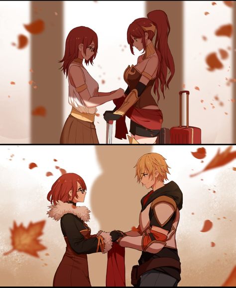 RWBY | Pyrrha and probably her mom, Jaune - THIS BEAUTIFUL ART HURTS WHEN YOU KNOW WHY THIS IS HAPPENING Pyrrha Nikos X Jaune Arc, Rwby Jaune Arc Fanart, Jaune Arc X Pyrrha Nikos, Rwby Pyrrha X Jaune, Pyrrha X Jaune, Jaune And Pyrrha, Pyrha Nicos, Jaune Arc Fanart, Rwby Jaune X Pyrrha