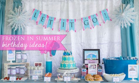 Frozen Pool Party, Disney Birthday Party Ideas, Frozen Birthday Theme, Disney Frozen Party, Birthday Party Desserts, Disney Birthday Party, Frozen Theme Party, Summer Birthday Party, Frozen Theme