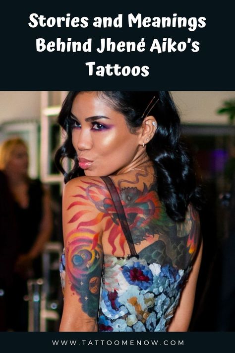 Jhene Aiko Big Sean Tattoo, Jhene Aiko Sun Tattoo, Stay Ready Jhene Aiko Tattoo, Jhene Aiko Tattoos Inspired, Famous People Tattoos, Big Ankle Tattoo, Jhene Aiko Back Tattoo, Jhene Aiko Tattoos Ideas, Spiritual Tattoos Black Women