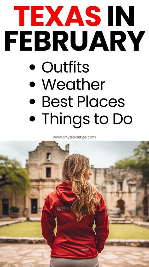 Visiting tips for Texas in February! This guide includes clothing suggestions (outfit tips, what to wear, what o pack), weather forecasts, the best things to do, and highlights of the most remarkable places: Dallas, Houston, San Antonio, El Paso, Big Bend National Park, Galveston, Corpus Christi, and South Padre Island. For families with kids, couples and everyone else. February Weather, Dallas Outfit, San Antonio Travel, Asian Festival, South Padre Island Texas, Texas Winter, Visit Dallas, Guadalupe Mountains National Park, Houston Zoo