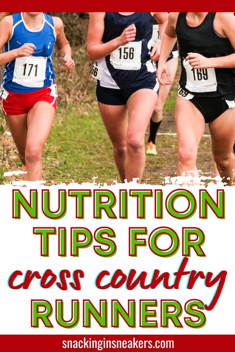 A group of cross country runners starting a race, with a text overlay that says nutrition tips for cross country runners. Cross Country Runner Diet, Best Foods For Cross Country Runners, Cross Country Running Diet, Cross Country Team Snacks, Cross Country Diet, Cross Country Snack Ideas, Cross Country Snacks, Middle School Cross Country Workouts, Cross Country Running Tips