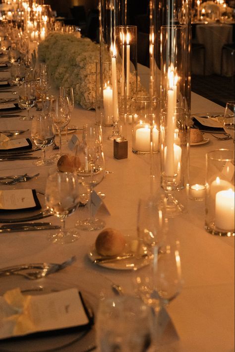 Fall City Wedding, Dimly Lit Wedding Reception, Wedding Table Candles, Heavy Candlelight Wedding, Candle Lit Reception Tables, Candle Lit Isle, Candle Lit Wedding Dinner, Candle Lit Table, Wedding Estate Table With Taper Candles