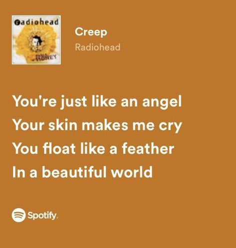 Creep Radiohead Aesthetic, Creep Lyrics, Iconic Song Lyrics, Radiohead Lyrics, Creep Radiohead, Cute Text Quotes, Hip Hop Quotes, Rap Lyrics Quotes, Meaningful Lyrics