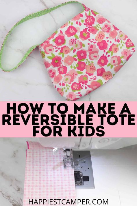 How To Make A Reversible Tote For Kids – Beginner Sewing Projects Small Tote Bag Pattern, Diy Fabric Purses, Toddler Tote Bag, Grandparents Activities, Beginner Sewing Projects, Mine Love, Toddler Purse, Make A Bag, Kids Tote Bag