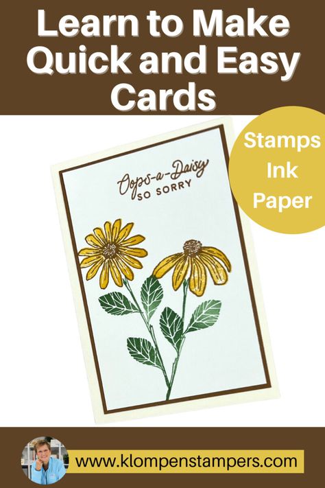 Cheerful Daisies Stampin Up Card Ideas, Stampin Up Cheerful Daisies Cards, Stampin Up Daisy Garden Cards, Sip Cards, Cheerful Daisies Cards, Su Daisy Garden Cards, Easy Card Making, Klompen Stampers, Cheerful Daisy