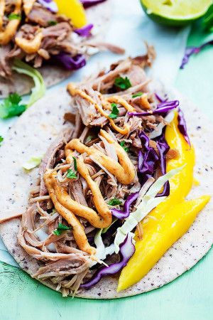 Kalua Pork Tacos | Creme de la Crumb Kahlua Pork, Kalua Pork, Paleo Crockpot, Pork Tacos, Tacos And Burritos, Dinners To Make, Chicken Burritos, Bbq Pork, Grilled Salmon