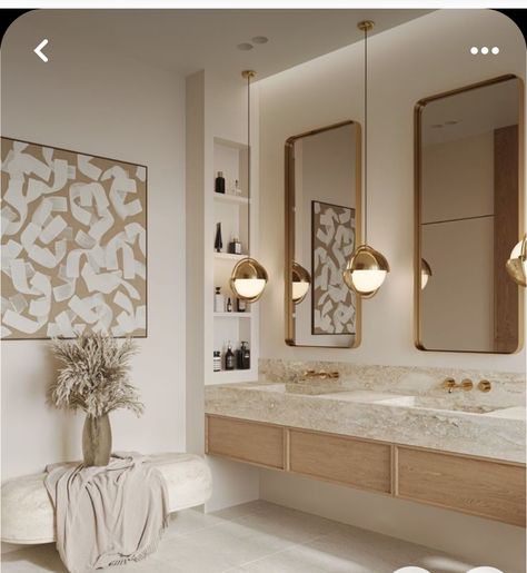 Single Color Room, Bath Tub Backsplash Ideas, Thick Vanity Countertop, Japandi Bathroom Design Ideas, Organic Modern Bathroom Vanity, Luxury Bathroom Master Baths 2023, Master Bathrooms Luxury Modern 2023, Organic Modern Decor Bathroom, Elegant Bathroom Design Modern