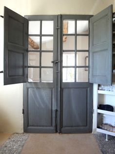 Shutters Inside, French Doors Living Room, Old French Doors, Cast Iron Kitchen Sinks, Internal French Doors, Double Doors Interior, Interior Shutters, French Doors Patio, Door Gate