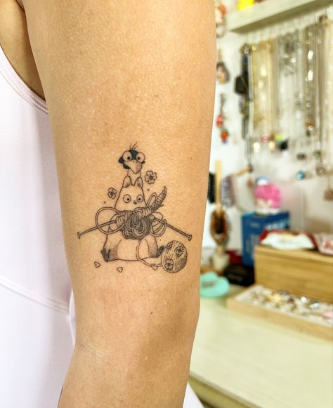 Studio ghibli tattoo Studio Ghibli Panel Tattoo, Studio Ghibli Tattoo Sleeve Leg, Arrietty Tattoo Studio Ghibli, Studio Gibhili Tattoos, Studio Glibly Tattoo, Arietty Tattoos, Subtle Ghibli Tattoo, Gigi Tattoo Studio Ghibli, Studio Ghibli Sleeve Tattoo