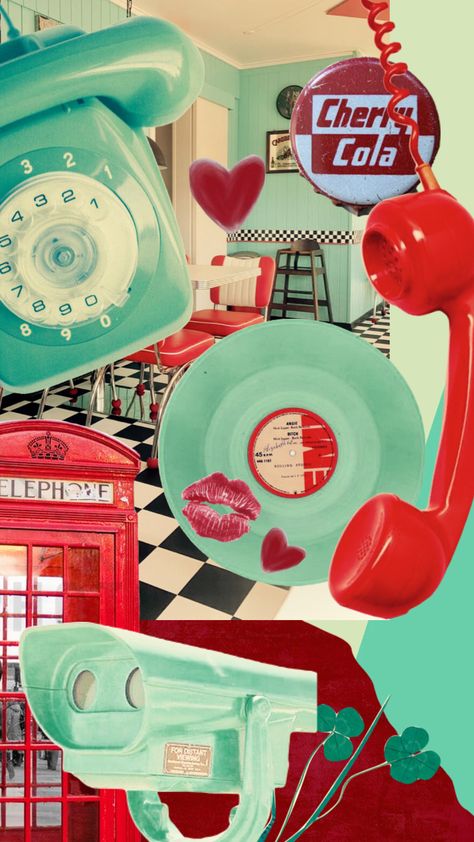 #retro #retroaesthetic #redandteal #tealandred #cyan #teal #red #diner Teal Retro Aesthetic, Cyan And Red Aesthetic, 1960s Diner Aesthetic, 50s Color Palette 1950s, Retro Diner Color Palette, Teal And Red Aesthetic, Diner Color Palette, Red And Teal Aesthetic, 1950s Diner Aesthetic