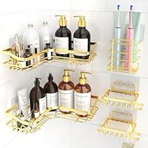 Space Saving Shelves, Bathroom Shower Organization, Bath Caddies, Shower Organizer, Corner Shower Caddy, Vintage Bathroom Decor, Shower Rack, Gold Shower, Shower Organization