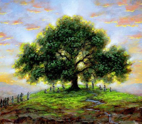 Jon Mcnaughton, Tree Of Life Artwork, Family Scripture, Tree Of Life Symbol, Tree Paintings, Palm Trees Painting, Tree Of Life Art, Lds Art, Celtic Tree