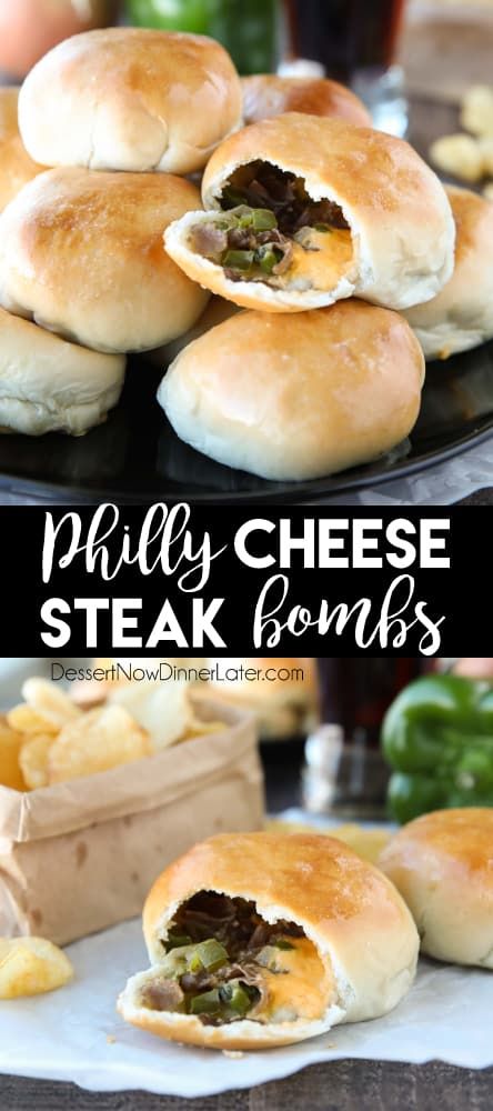 Philly Cheesesteak Bombs are easy to make with pre-made dough that's stuffed with meat, veggies, and two kinds of cheese! A tasty game day appetizer, or hot pocket sandwich for dinner! Party Food Meat, Easy Fancy Dinner Recipes, Sandwich For Dinner, Appetizers Meat, Keto Meat, Philly Steak, Fancy Dinner Recipes, Dinner Sandwiches, Bombe Recipe