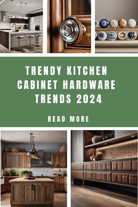 Collage of stylish kitchen cabinet hardware trends for 2024 featuring close-ups of knobs, handles, and elegantly designed cabinetry. Handle Cabinet Kitchen, Cabinet Hardware Trends, Timeless Kitchen Cabinets, Cabinet Trends, Light Wood Cabinets, Kitchen Cabinet Door Handles, Kitchen Knobs, Timeless Kitchen, Kitchen Cabinet Pulls