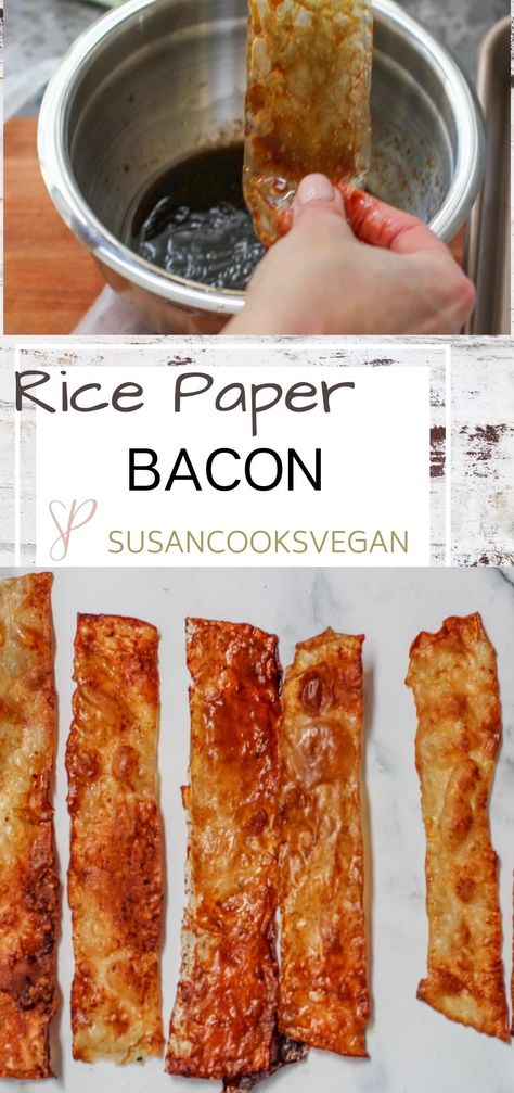 Rice Paper Bacon, Vegan Bacon Recipe, Rice Paper Recipes, Vegan Rice, Vegan Bacon, Meat Substitutes, Bacon Recipes, Healthy Eating Recipes, Good Healthy Recipes