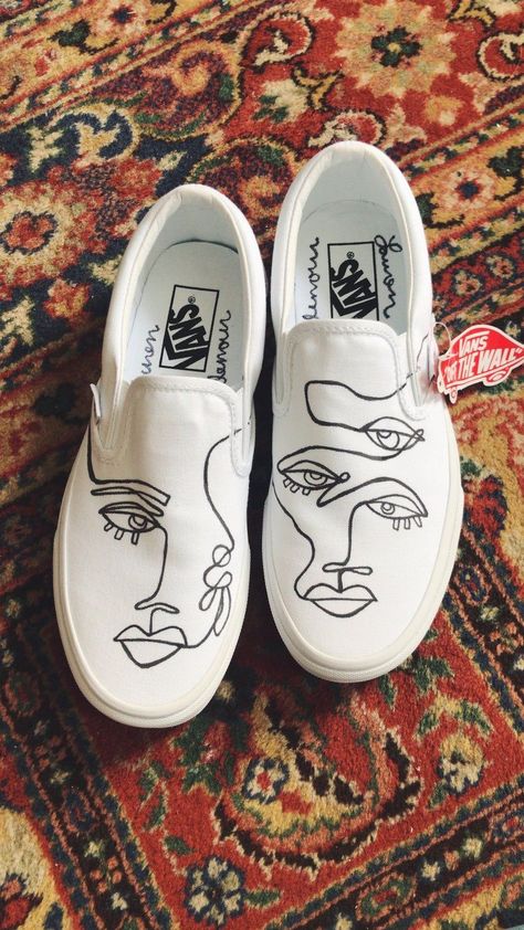 Customizing Sneakers, Vans Custom Ideas, Painting Vans, Diy Vans, Custom Slip On Vans, Hand Painted Vans, Vans Shoes Fashion, Vans Custom, Custom Vans Shoes