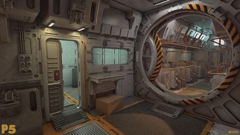 ArtStation - Space Base Corridor (+360 Pano), Rust Shake Spaceship Hallway, Space Ships Interior, Sci Fi Room Concept Art, Spaceship Interior Concept Art, Sci Fi Rooms, Sci Fi Corridor Concept Art, Spaceship Corridor, Sci Fi Hallway, Sci Fi Room