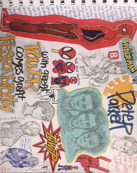 Spider Man Sketchbook Page, Spiderman Sketchbook Ideas, Spiderman Sketchbook Page, Spider Man Sketchbook, Sketchbook Pages Doodles, Spider Man Graffiti, Spiderman Sketchbook, Spiderman Doodles, Spider Man Fan Art