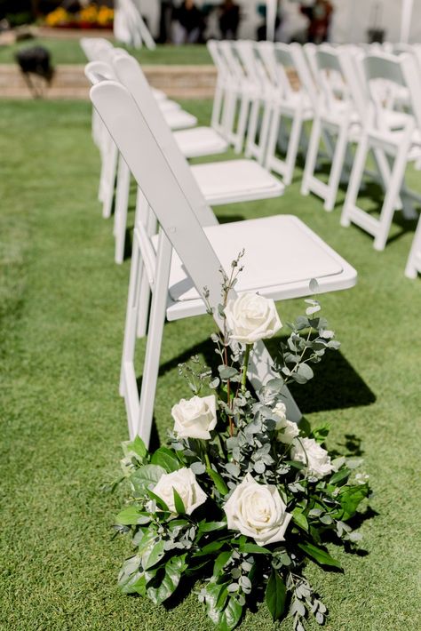 Elegant wedding decor featuring beautiful arch and aisle flowers by Little Flower Shop, beautifully photographed by Keila Marie Photography. 🌿💍 #WeddingDecor #Florist #WeddingFlowers #WeddingPhotography End Of Aisle Flowers, Flowers At Beginning Of Aisle, Ceremony Aisle Flowers On Ground, Single Stem Flower Aisle, White Flower Lined Aisle, Lush Ceremony Aisle Flowers, Aisle Flowers, Wedding Decor Elegant, Cute Wedding Ideas