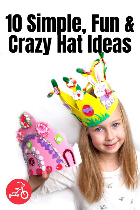 Fun & Easy Homemade Hat Craft Ideas for Kids Easy Crazy Hat Day Ideas For Kids, Diy Silly Hat, Easy Crazy Hat Day Ideas, Hat Day Ideas, Crazy Hat Day Diy, Spring Hats For Kids Diy, Wacky Hat Day Ideas, Silly Hats For Kids Diy, Silly Hat Day Ideas Kids