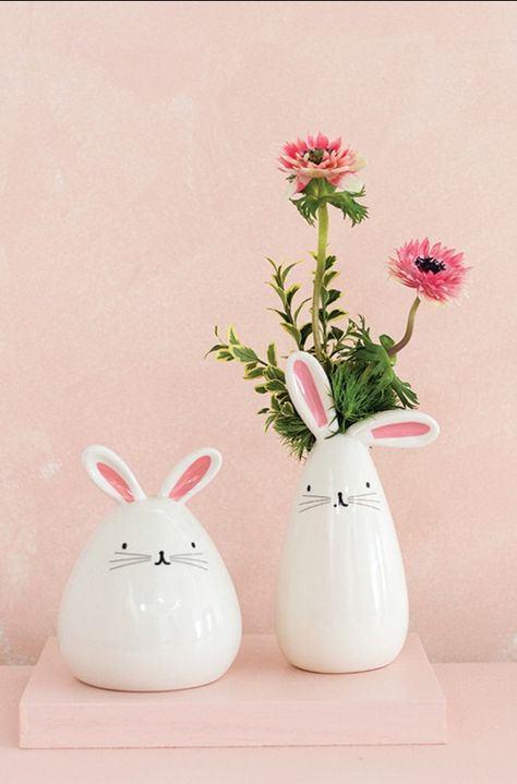 Easter | Elevated Wholesale Decor | Accent Decor Spring Ceramics Projects, Ceramic Bunny Painting Ideas, Easter Air Dry Clay Ideas, Rabbit Vases, Spring Ceramics, Easter Ceramics, Wood Easter Basket, Spring Pottery, Easter Pottery