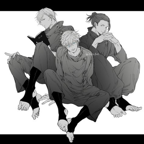 Kento Nanami / Satoru Gojo / Suguru Geto / Jujutsu Kaisen / Stirrup Pants / 七海建人 / 五条悟 / 夏油傑 / 呪術廻戦　/ トレンカ Stirrup Pants, Art Poses, Awesome Anime, Anime Fanart, Jujutsu, Anime Boy, Location History, Manga Anime, Art Reference