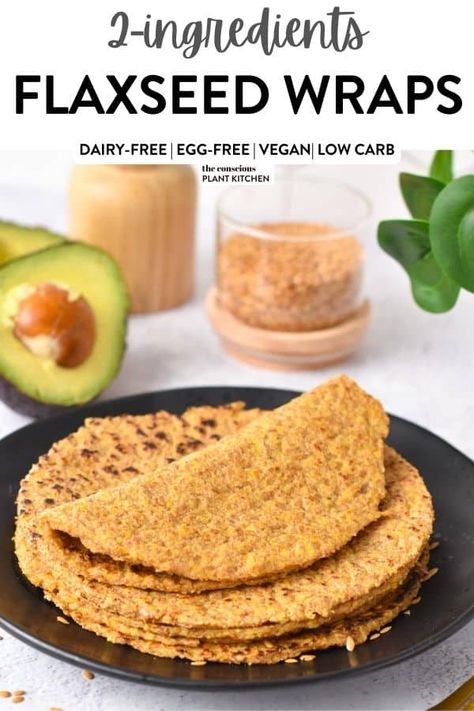 These Flaxseed tortillas are easy 2 ingredients gluten-free wraps made from ground flaxseeds and boiled water. Flaxseed Wraps Recipe, Ground Flax Seed Recipes, Flax Seeds Recipes, Flaxseed Tortillas, Gluten Free Wraps Recipe, Flaxseed Wraps, Quinoa Tortillas, Lentil Wraps, Gerd Friendly