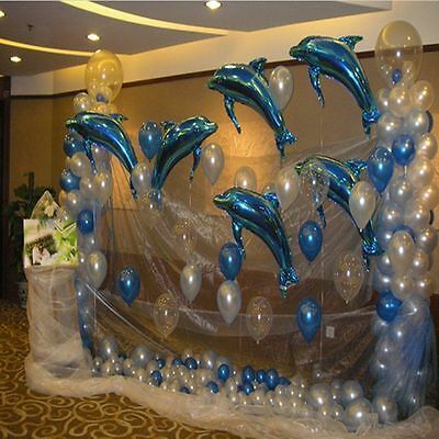 10 x Blue Dolphin Balloon. This is our SOP, for us to be certain and for record purposes. Size : Around 31". Dolphin Birthday Parties, Balloon For Birthday, Dolphin Party, Under The Sea Decorations, Ocean Birthday Party, Ocean Birthday, Sea Birthday Party, Sea Decor, Wedding Party Supplies