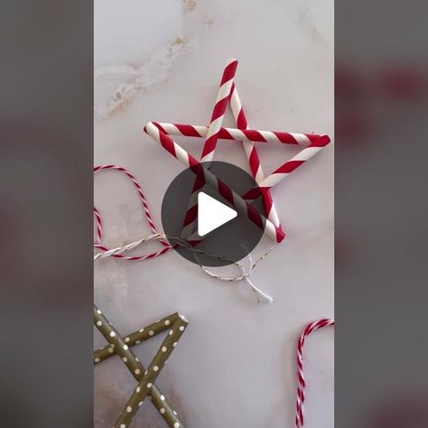 TikTok · Leah Ferezan Paper Straws Crafts, Candy Cane Crafts, Candy Cane Decorations, Straw Crafts, Straw Decorations, Easy Ornaments, Nightmare Before Christmas Decorations, Holiday Crafts Diy, Stars Craft