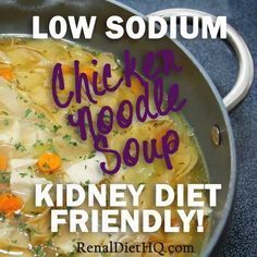 Low Sodium Recipes Heart, Low Sodium Soup, Easy Chicken Noodle Soup, Renal Recipes, Kidney Diet Recipes, Ckd Recipes, Kidney Friendly Recipes Renal Diet, Low Potassium Recipes, Heart Healthy Recipes Low Sodium