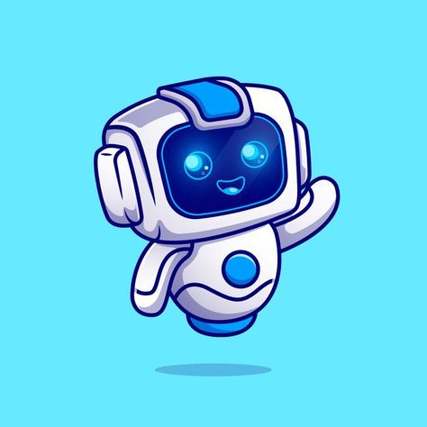 Hand Cartoon, Waving Hand, Cute Robot, Cartoon Character, Premium Vector, Graphic Resources, Technology, Blue