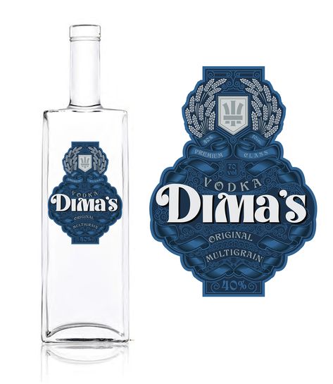 Dima’s Vodka – Packaging Of The World Vodka Label Design, Vodka Packaging, Vodka Labels, Drink Packaging Design, Ukrainian Style, Bottle Label Design, Drink Packaging, London Brands, Alcoholic Drink