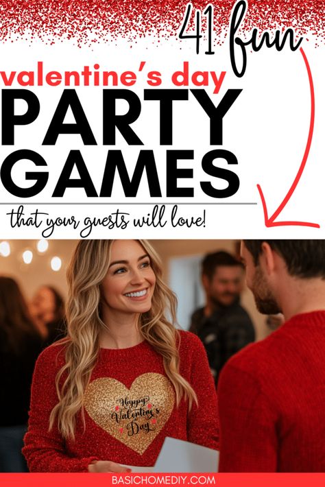 Valentines Day Events For Residents, Valentines Party Games For Teens, Minute To Win It Valentine Games, Valentines Couples Party, Valentines Party Games For Adults, Valentine Party Games For Adults, Valentines Class Party Games, Galentine Party Activities, Valentines Party Activities