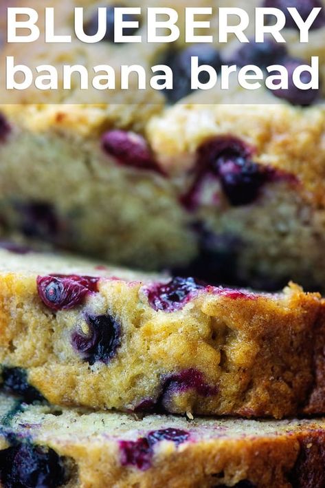 Easy Banana Blueberry Bread, Moist Bread Recipe, Banana Blueberry Bread, Fresh Blueberry Recipes, Moist Bread, Sweet Banana Bread, Sliced Banana, Blueberry Banana Bread, Banana Bread Cookies