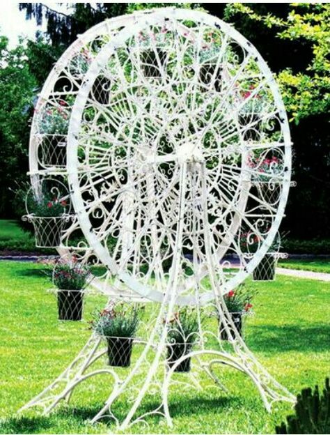 Ferris Wheel Flower Stand (large) from Victorian Trading Co. Ferris Wheel Decor, Regal Portrait, Summer Wedding Centerpieces, Wedding Color Schemes Summer, Summer Weddings Bridesmaids, Victorian Trading Company, Wedding Themes Summer, Summer Wedding Decorations, Paradise Garden