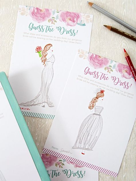 This FREE Printable "Guess The Dress" Bridal Shower Game Is Adorbs! Guess The Dress Free Printable, Bridal Shower Games Free Printables, Make A Wedding Dress, Guess The Dress, Shower Activities, Making A Wedding Dress, Dress And Accessories, Holy Guacamole, Bridal Tips