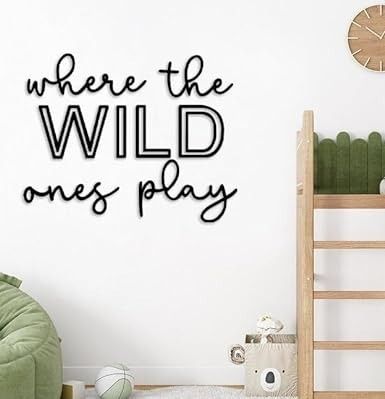 Playroom Wall Decor, 24" XL Where The Wild Ones Play Nursery Sign Acrylic Wall Art Decoration for Kids Toddler Room Decor Boys and Girls Home Bedroom Word Sign (Acrylic - Black) : Amazon.ca: Tools & Home Improvement Wall Art Boys Bedroom, Wild Ones Playroom, Large Wooden Signs Wall Decor, Playroom Vinyl Wall Decals, Boho Playroom Wall Decor, Neutral Playroom Decor, Fall Playroom Decor, Play Room For Kids At Home Boys, Where The Wild Ones Play Playroom