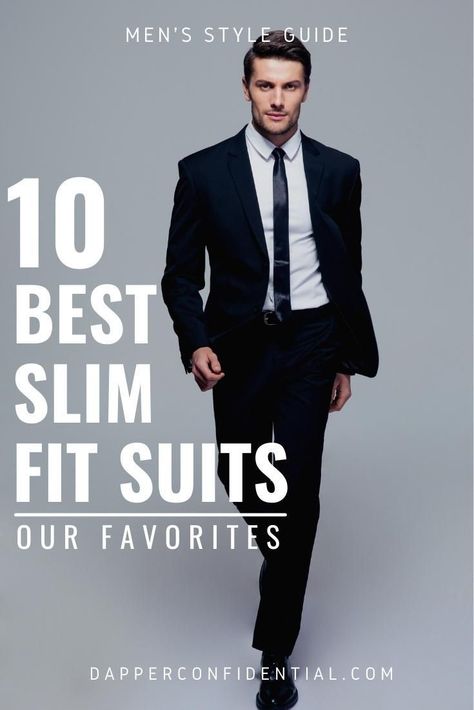 A slim fit suit is essential to any man’s wardrobe. Read the article for the best slim fit suits on the market, ranked according to style, fit, affordability, and more. Slim Fit Mens Suit, Young Men Suits Style, Mens Suits Style Modern Classy, Young Mens Suits, Mens Suits Style Modern, Mens Office Fashion, 3 Piece Suit Men, Formal Suits Men, Expensive Suits