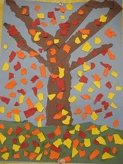 With Autumn fast approaching, this is a great activity. Tearing of paper into small pieces and creating pictures is a  fun way to get those fingers and imaginations working! November Crafts, Fall Preschool Activities, Fall Arts And Crafts, Fall Art Projects, Fall Kindergarten, Fall Preschool, Fall Crafts For Kids, Kindergarten Art, Fall Projects