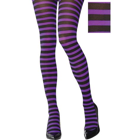 Adult Purple & Black Striped Tights | Party City Purple Stockings, Stripe Tights, Halloween Tights, Purple Tights, Opaque Stockings, Plus Size Tights, Striped Stockings, Striped Tights, Purple Halloween