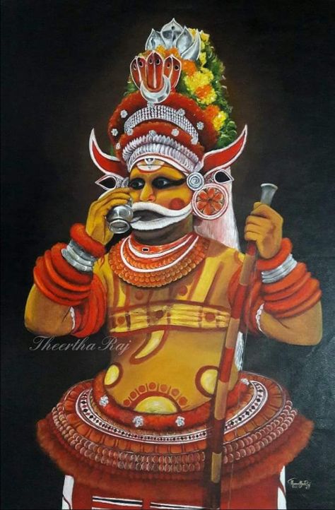 Geethopadesam Images, Muthappan Painting, Muthappan Theyyam Painting, Muthappan Drawing, Kathakali Mural Painting, Theyyam Paintings, Muthappan Theyyam, Muthappan Wallpaper Hd, Theyyam Painting