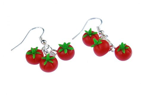 Tomato Earrings Miniblings Tomato Fruit Vegetables Set Of 3 Kitchen Cook Red Round *** Continue with the details at the image link. #Earrings Tomato Jewelry, Tomato Fruit, Kitchen Cook, Food Earrings, Fruit Vegetables, Cooking Kitchen, Jewelry Inspo, Clay Crafts, Jewelry Earrings Dangle