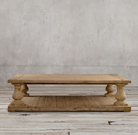 Restoration Hardware Coffee Table, Balustrade Coffee Table, Coffee Table Restoration Hardware, Coffee Table Restoration, Wood Balusters, Wood Furniture Plans, Pine Coffee Table, Reclaimed Wood Coffee Table, Design Salon