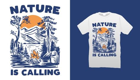 Camp Tshirt Designs, Logo Voyage, Camping Illustration, Illustration Tshirt, Vector Mountain, Landscape Silhouette, Camping Vintage, T-shirt Design Illustration, Travel Tshirt