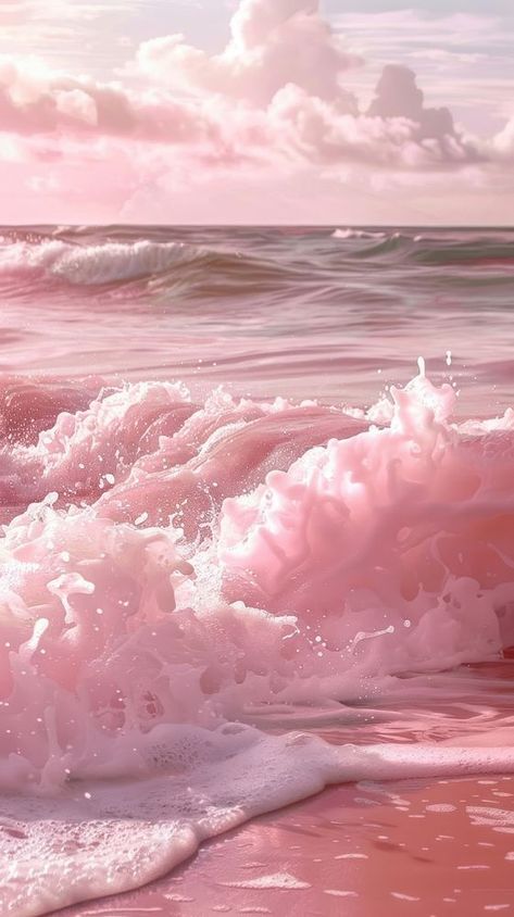 Serene pink ocean waves. | free image by rawpixel.com / Nunny Pink Wallpaper Nature, Pink Wallpaper Ideas, Pretty Pink Wallpapers, Pink Leopard Wallpaper, Wallpaper Sunset, Wave Wall, Sunset Pink, Pink Wallpapers, Pink Ocean