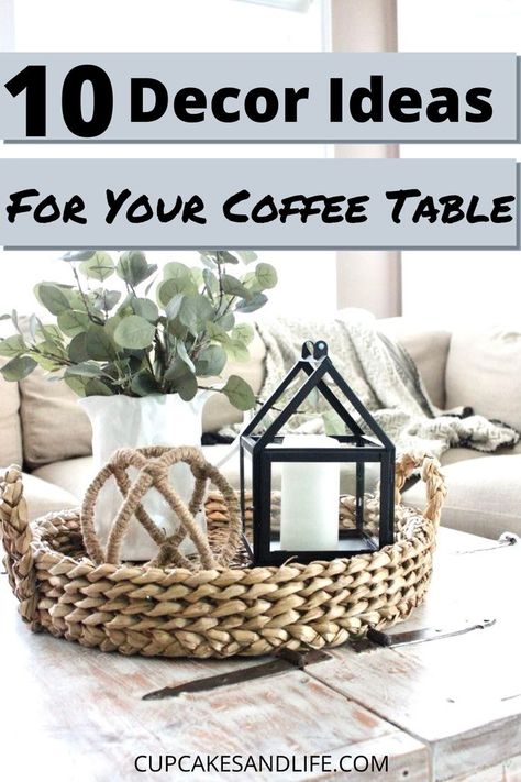 Decorating The Top Of An Entertainment Center, Table Trays Ideas Living Rooms, Decorative Coffee Table Ideas, How To Style An Ottoman Tray, How To Decorate Round Tray, Tray Ideas For Coffee Table, Centerpiece For Round Coffee Table, How To Decorate A Coffee Table Tray, Decorate Table In Living Room