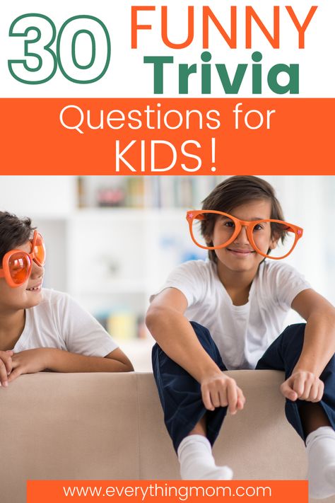 Check out these 30 funny trivia questions for kids that will have everyone rolling on the floor laughing! This is an easy way to make trivia really fun for kids! #triviaforkids #funforkids #triviaquestions Trivia Games For Kids, Kindergarten Trivia Questions, 1st Grade Trivia Questions, Trivia For Kids, First Grade Trivia Questions, Trivia Questions And Answers For Teens, Questions For Kids Funny, Kids Trivia Questions, Trivia Questions And Answers For Kids