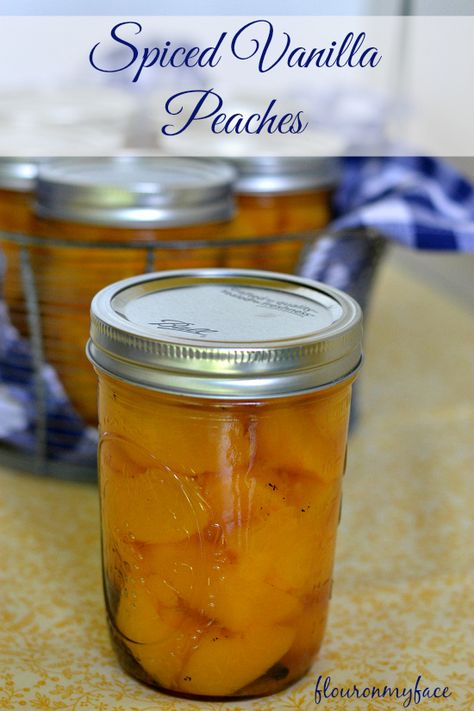 Spiced Vanilla Peaches, Peach canning recipe, peaches, Washington State fruit recipes Vanilla Peaches, Peach Harvest, Vanilla Jam, Diy Canning, Spiced Peaches, Preserving Foods, Canning Fruit, Peach Preserves, Canning Jam