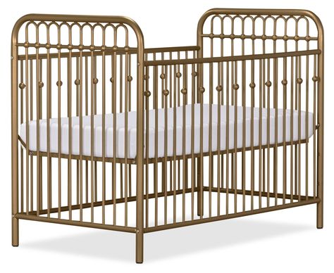 Monarch Hill Metal Crib – Gold | The Brick Gray Gender Neutral Nursery, Gold Crib, Iron Crib, Metal Crib, Metal Baby, Vintage Nursery Decor, White Crib, Wrought Iron Furniture, Best Crib